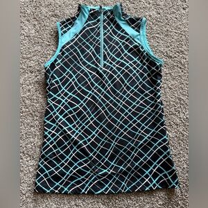 Tail’s Women's Black and Turquoise Golf Top